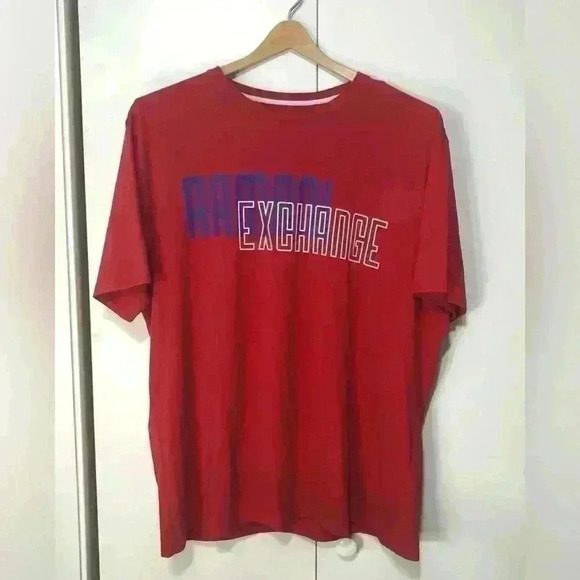 Armani Exchange Men Red Spell Out Quality Material Short Sleeve T Shirt Size XXL - Picture 1 of 11